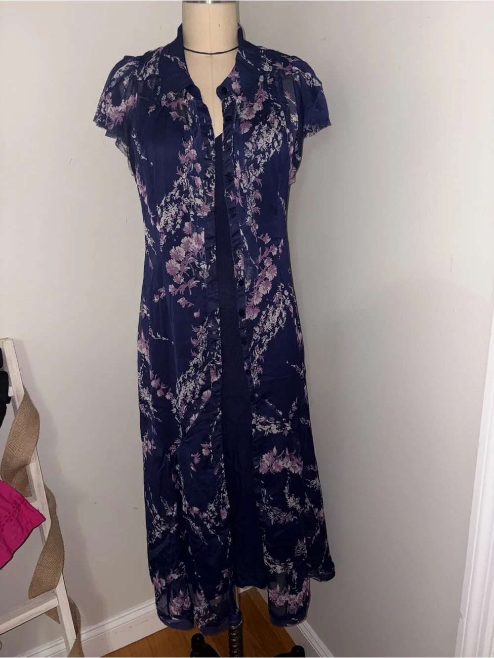 Free People Navy Combo Cannaday Maxi  Dress Size Small